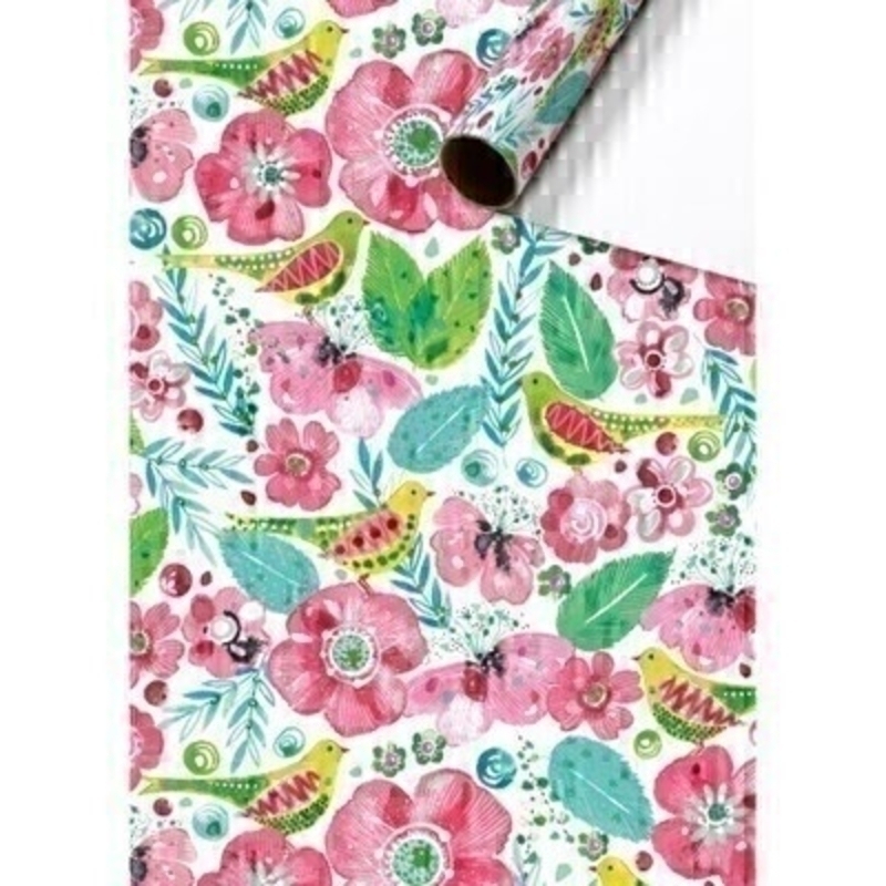 Bird and Floral Gift Wrap on Roll